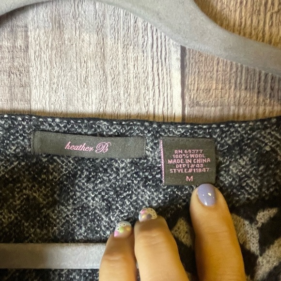 Heather B 100% Wool Sweater Jacket Velvet Tie Waist NWT - Picture 4 of 7